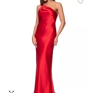 Aqua Red satin gown